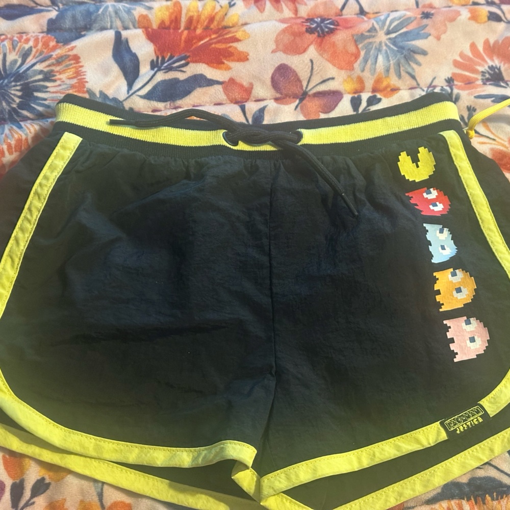 Justice Black and Yellow Kids Shorts